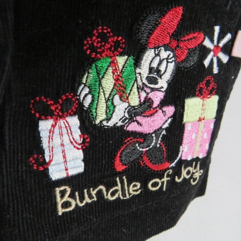 Baby Disney corduroy jumper Christmas embroidered w bodysuit & tights 3pc